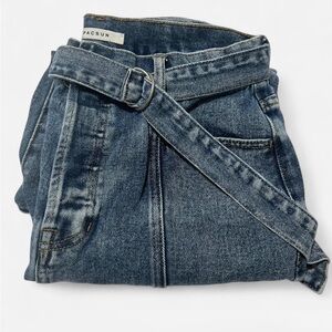 PacSun High Rise Straight Mom Jeans 29 Button Fly Belted 29 Normcore Coastal